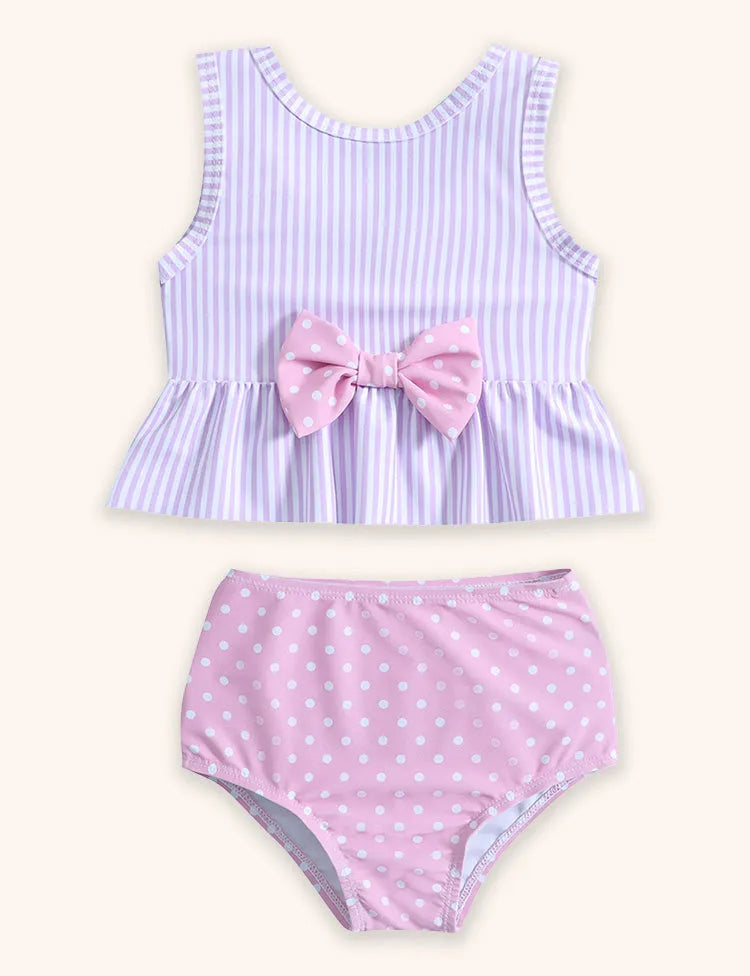 Bow Polka Dot Print Swimsuit