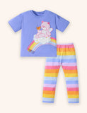 Bear Rainbow Applique Cotton T-shirt Set