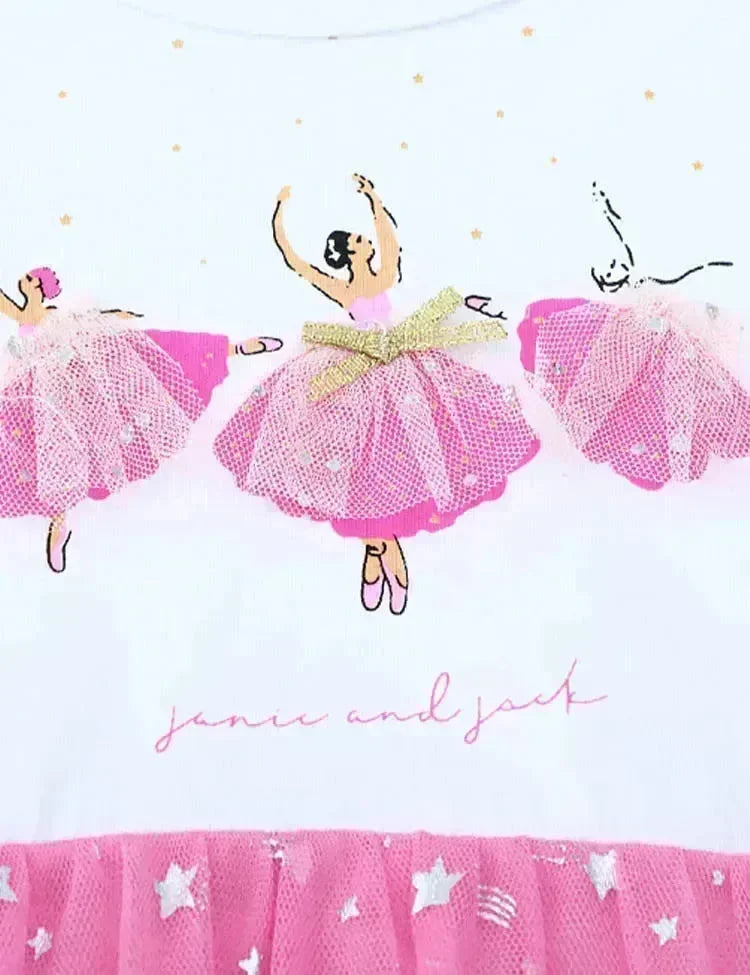Ballet Girl Ruffled Starry Tulle Dress