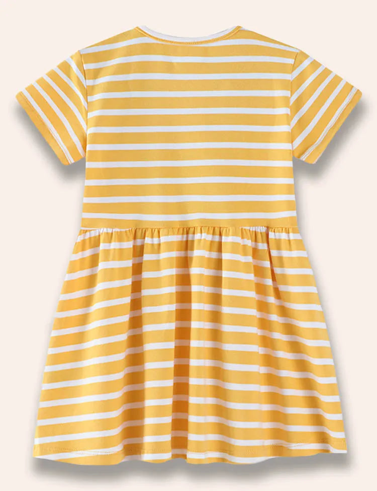 Easter Bunny Appliqué Striped Dress