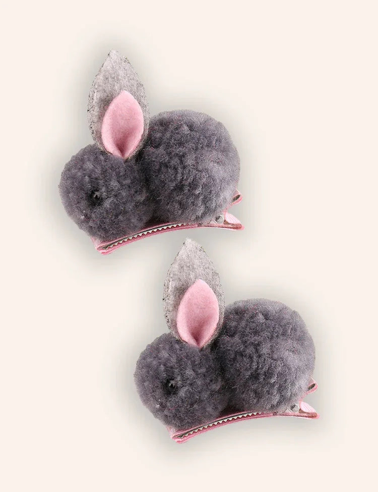 2PCS Easter Bunny Plush Hairpins