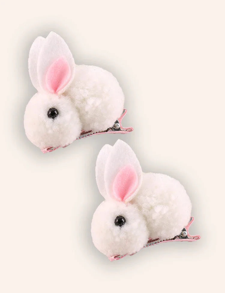 2PCS Easter Bunny Plush Hairpins