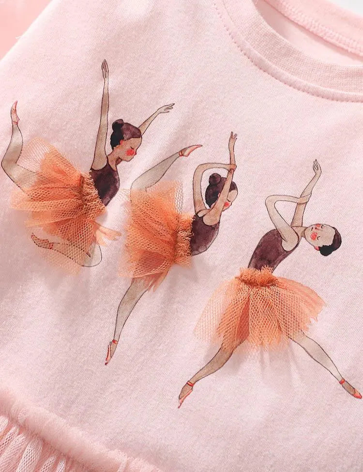 Ballet Girl Long Sleeve Tulle Dress - Mini berni