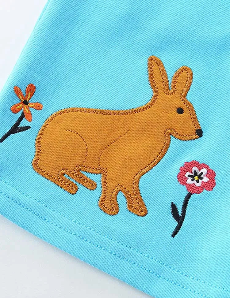Bunny Embroidered Cotton Shorts
