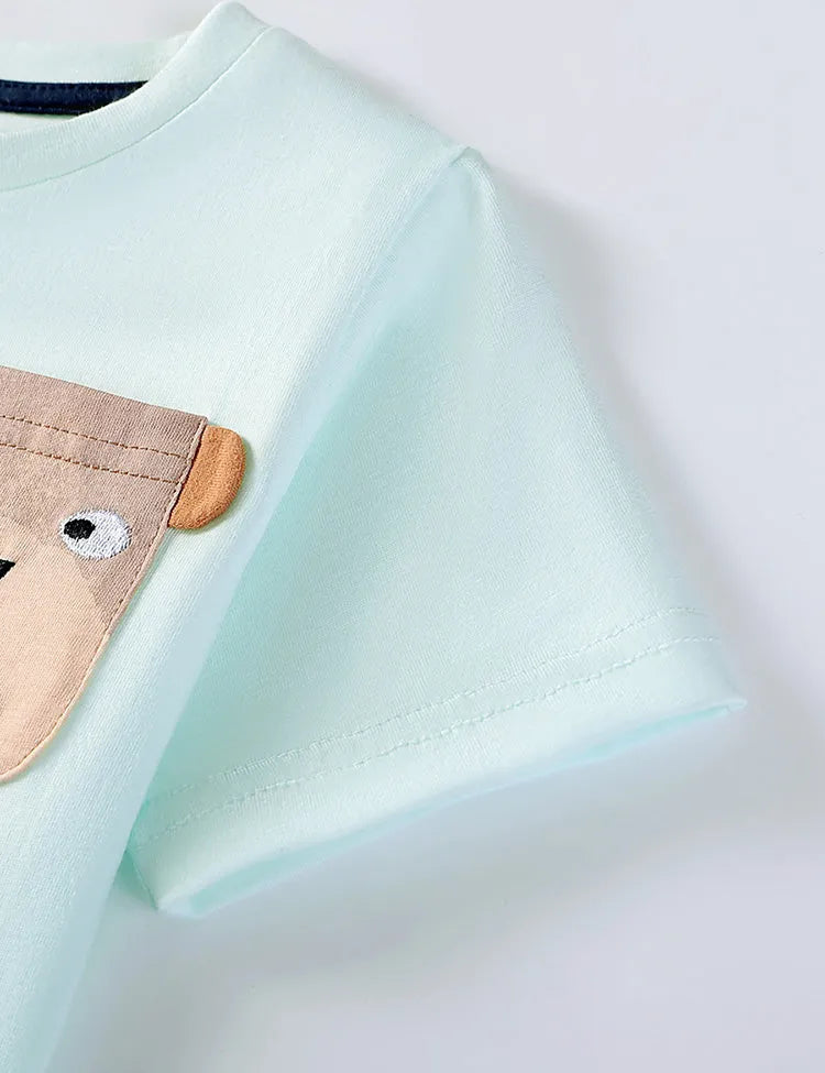 Cute  Cow Applique Cotton T-shirt