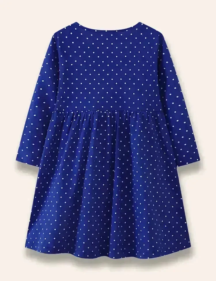 Butterfly Birdy Appliqué Dotted Dress