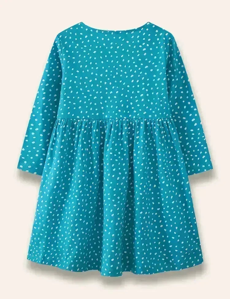 Butterfly Birdy Appliqué Dotted Dress