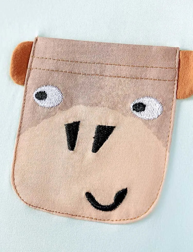 Cute  Cow Applique Cotton T-shirt