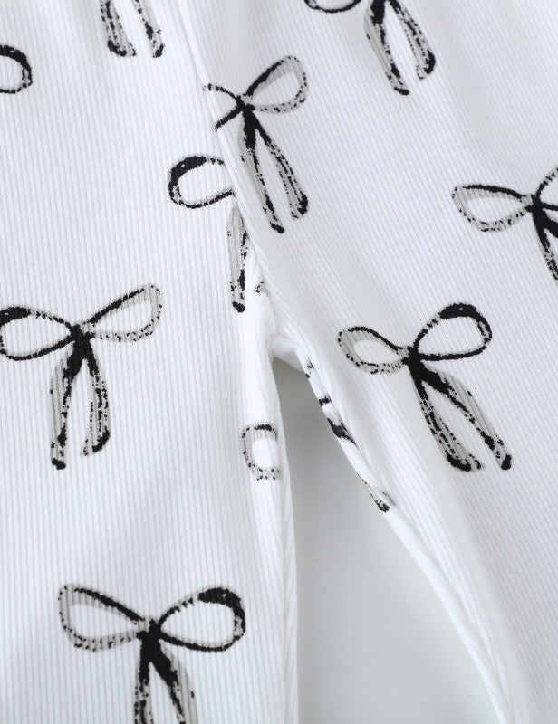 Bow Printed Flared Leggings