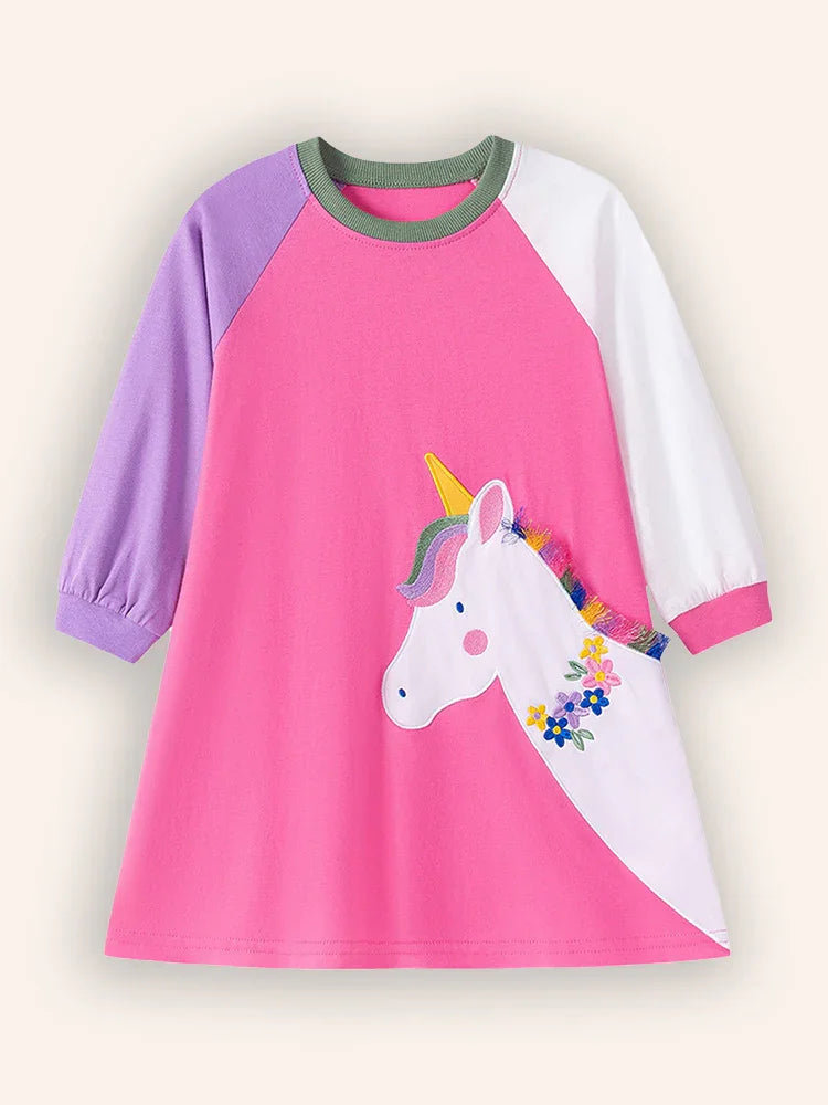 Big Unicron Appliqué Long Sleeves Dress