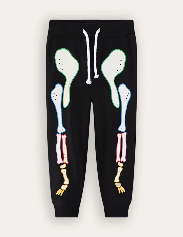 Halloween Luminous Skeleton Print Sweatshirt & Pants