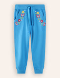 Butterfly Flower Embroidered Sweatpants