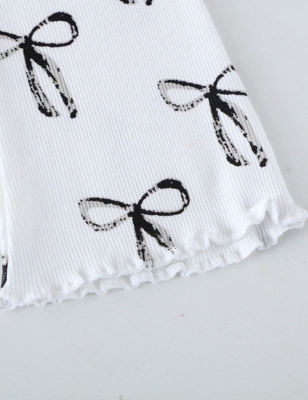 Bow Printed Flared Leggings