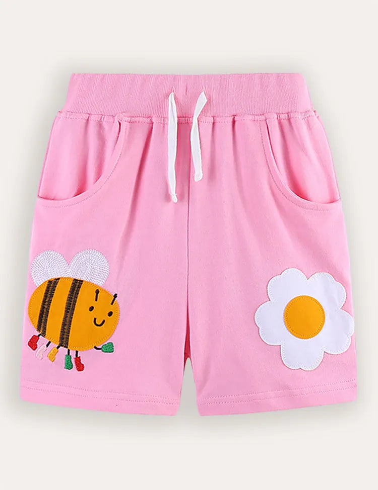 Bee Flower Applique Shorts