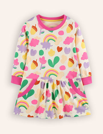 Cartoon Flower Print Dress
