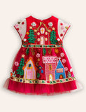 Gingerbread House Applique Tulle Dress