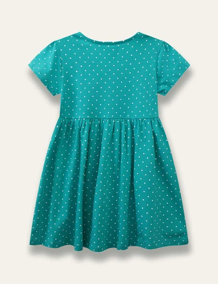 Animal Cartoon Embroidered Spot Dress - Mini Taylor