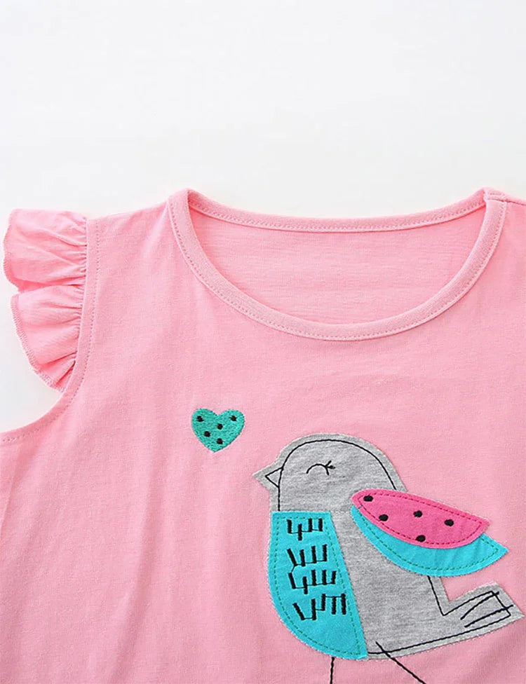 Bird Applique T-Shirt and Shorts Set