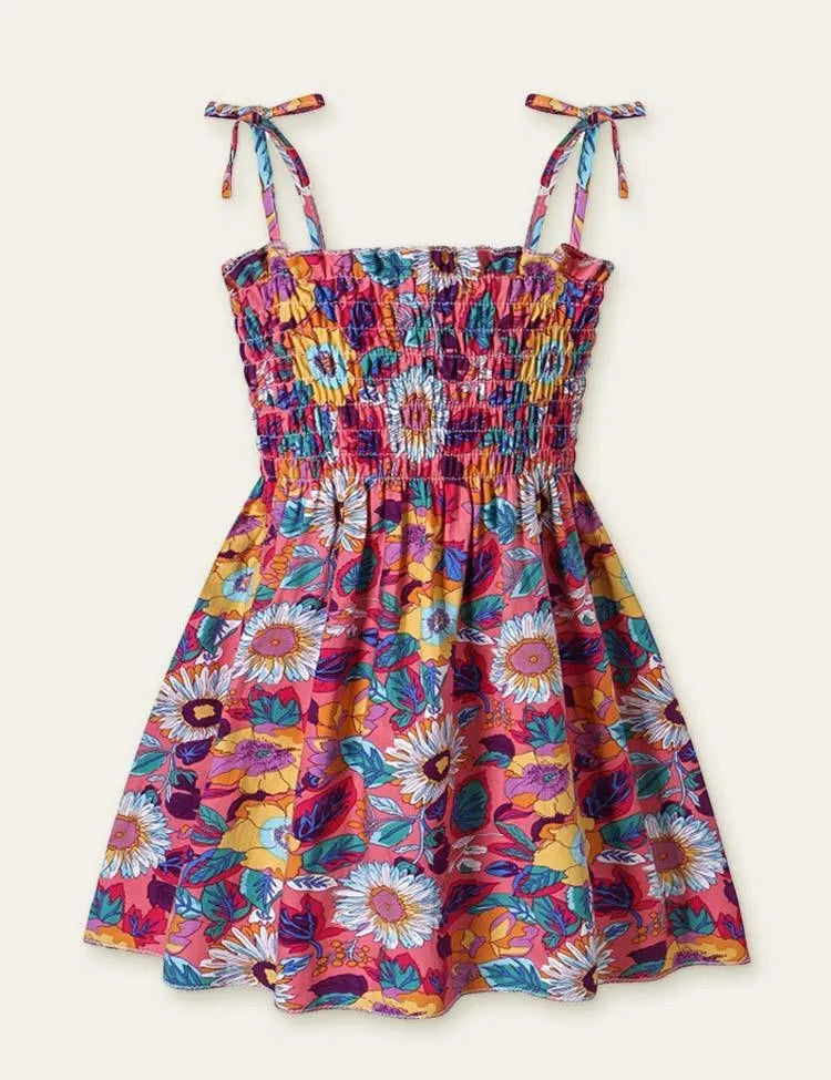 Toddler Girl Floral Fruit Full Printed High Waist Spaghetti Strap Dress - Mini Taylor