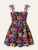 Toddler Girl Floral Fruit Full Printed High Waist Spaghetti Strap Dress - Mini Taylor