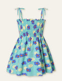 Toddler Girl Floral Fruit Full Printed High Waist Spaghetti Strap Dress - Mini Taylor