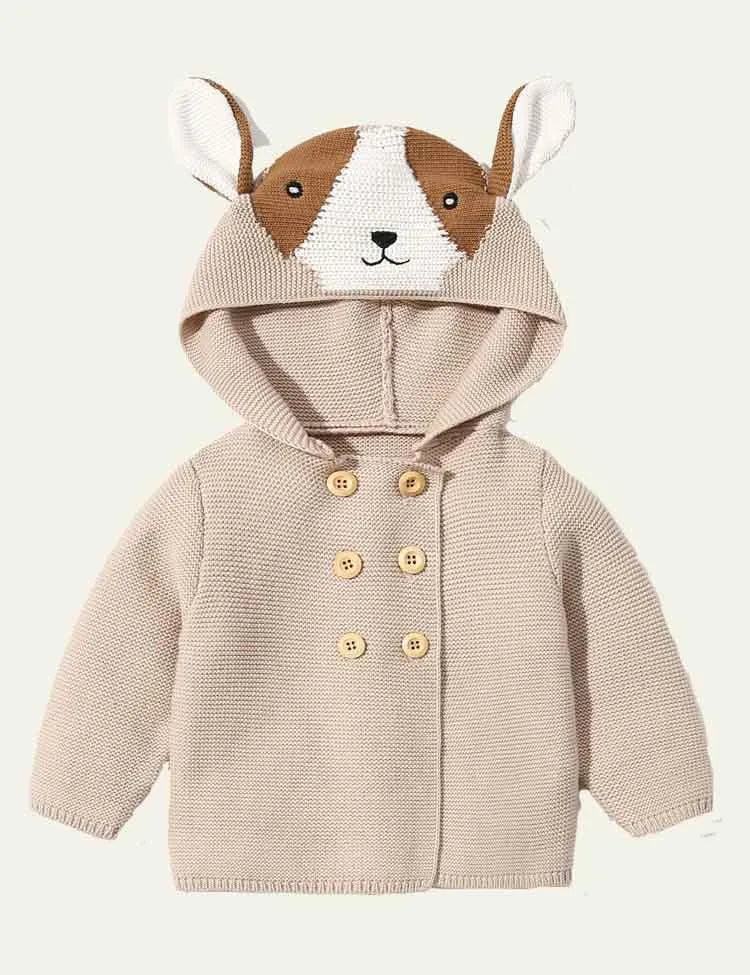 Animal-Shaped Knitted Hooded Jacket - Mini Taylor