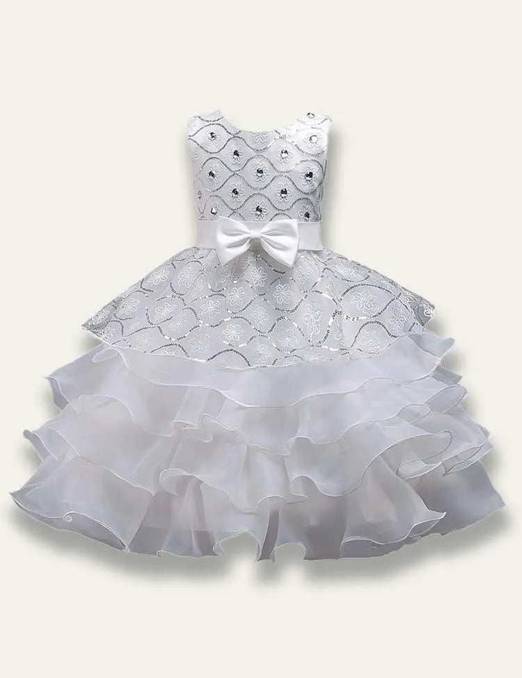 Bowtie Fluffy Studded Sequin Princess Party Dress - Mini Taylor