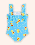 Cute Print Bow Lace Sleeveless Swimsuit