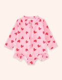 Fruit Print Long Sleeve Zip-up Swimsuit