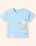 Cat Applique Cotton T-shirt