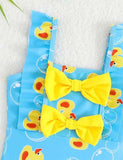 Cute Print Bow Lace Sleeveless Swimsuit