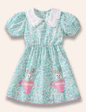 Floral Cup Bunny Appliqué Dress