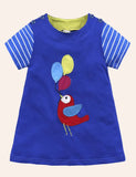 Today Only - Turtle Appliqué Short-Sleeved Striped Dress