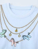 Cartoon Horse Necklace Printed Dress - Mini Taylor