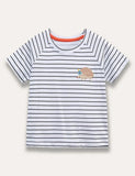 Striped Hedgehog Embroidered T-Shirt - Mini Taylor