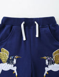 Unicorn Embroidered Cotton Shorts