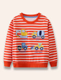 Engineering Vehicle Appliqué Striped Sweatshirt - Mini Taylor