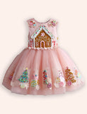 Gingerbread House Embroidered Tulle Dress