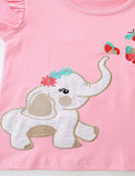 Baby Elephant Embroidery Short Sleeve T-Shirt and Shorts Set
