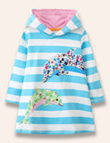 Deilf Appliqué gúna geansaí Hooded