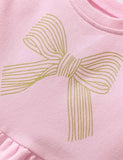 Sweatshirt Clóbhuailte Golden Bow gúna ruffled