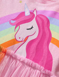 Cartoon Rainbow Unicorn Clóbhuailte Tulle gúna
