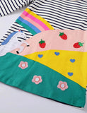 Rainbow Unicorn Appliqué gúna striped