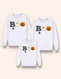 Oíche Shamhna Smiley Pumpkin Boo Geansaí Meaitseála Teaghlaigh