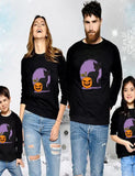 Oíche Shamhna Cat Dubh Pumpkin Clóbhuailte Geansaí Meaitseála Teaghlaigh