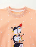Cartoon Penguin Snowman Clóbhuailte Snow Dotted Sweatshirt