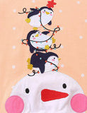 Cartoon Penguin Snowman Clóbhuailte Snow Dotted Sweatshirt