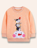 Cartoon Penguin Snowman Clóbhuailte Snow Dotted Sweatshirt
