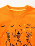 Cnámharlach Pumpkin Cartún Oíche Shamhna T-léine Clóbhuailte Muinchille Fada
