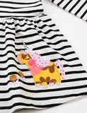 Cartoon Unicorn Appliqué gúna striped